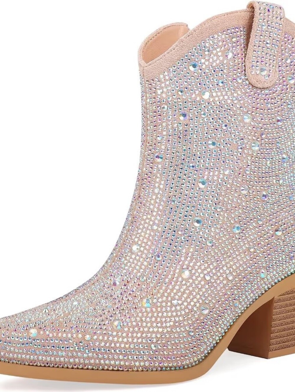Embellished Pink Crystal Ankle Boot